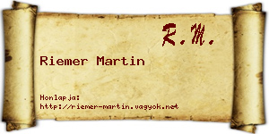 Riemer Martin névjegykártya